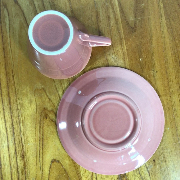 Vintage Homer Laughlin Harlequin Mauve Rose Fiesta Cup and Saucer Set - Picture 7 of 8